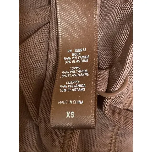 SKIMS Women's Brown Mesh Sheer Adjustable Strap Triangle Bralette Bra Top Sz XS - Picture 3 of 3
